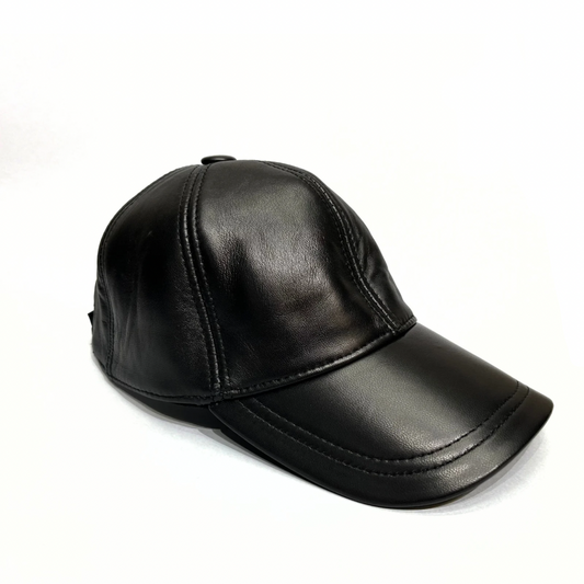 Pitch black leather cap