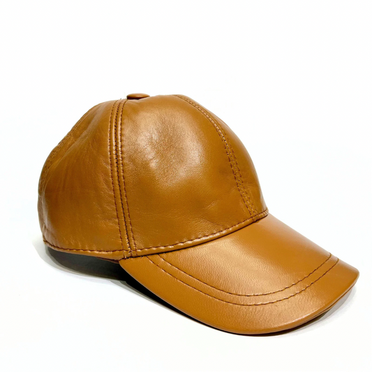 Copper brown leather cap