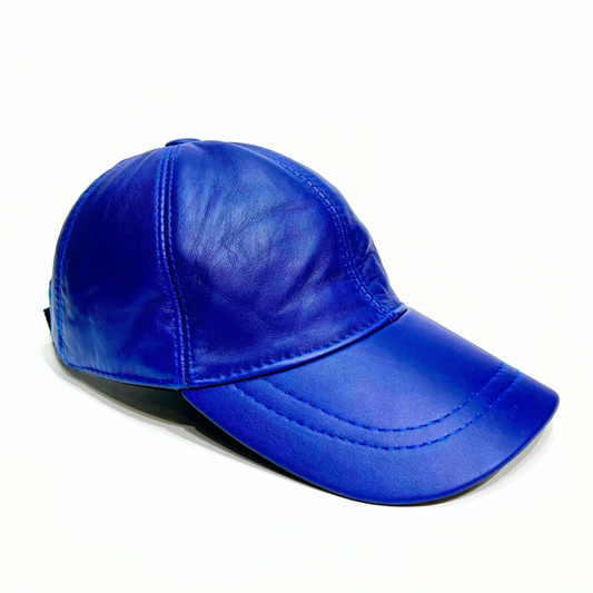 Navy blue leather cap
