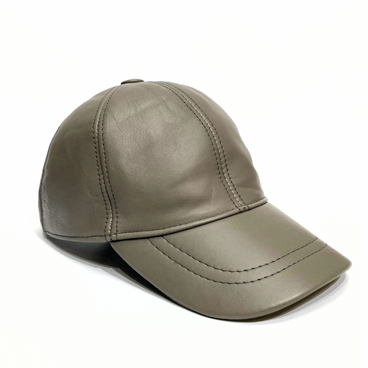 Platinum gray leather cap